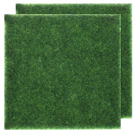QUARKZMAN 2pz Artificiale Erba Tappetino Tappeto 6x6(15x15cm) Finto Erba Tappeto per Interno Esterno Giardino Prato Decorazione Terrazzo Prato Verde