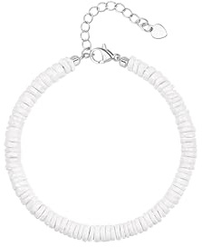 Aobei Pearl Pulsera Boho de Conchas Puka Naturales - Joyería Surfista con Cuentas Heishi de Almeja para Verano