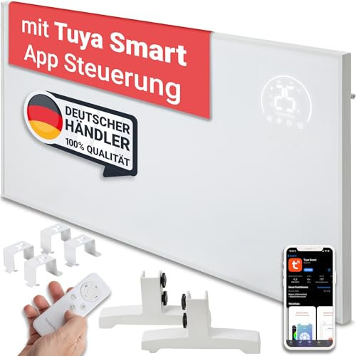Heidenfeld Infrarotheizung HF-HP140 | 500 Watt bis 15 m² | 3in1 Steuerung via App | Fernbedienung | Touch-Bedienfeld | Mobile Elektroheizung | Infrarot Heizkörper mit Thermostat (HF-HP140 500 Watt)