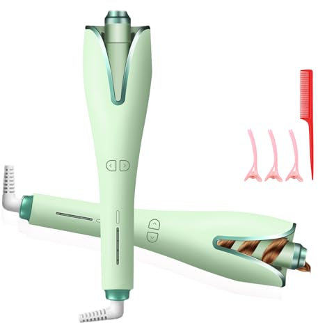Anluomafuy Piastra Arricciacapelli Professionale in Ceramica - Con 3 Accessori per Styling e Pettine, Per Ricci e Onde Grandi, Temperatura Regolabile 160-220°C, Styling Duraturo Senza Danni (Verde)