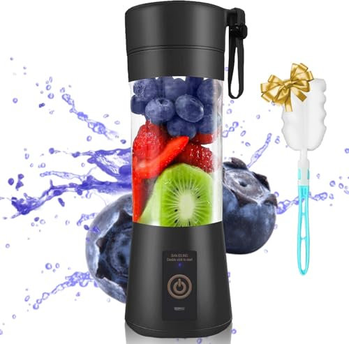 Portable Blender, 380ml/13oz USB Rechargeable Mini Blender with 6 Blades for Smoothies, Baby Food, Travel & Office, BPA-Free, 30W Cordless Juicer Cup