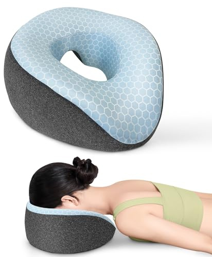 SeiriHelper Massagekissen Kopfloch, Ergonomisches Gesichtskissen mit abnehmbarem Bezug, Massage Kopfstütze für Bett (Dunkelgrau)