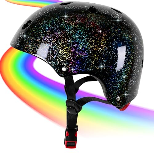JIFAR Kinderhelm, Multisport-Helm für Jungen & Mädchen, 3-14 Jahre, für Fahrrad, Scooter, Inline-Skating & Skateboarding (Schwarz, M)