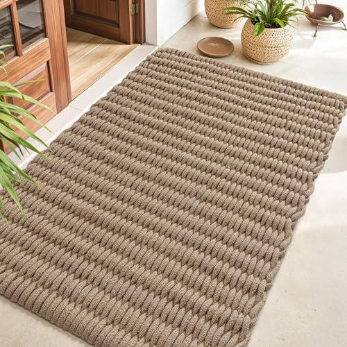 DEXI Felpudo de Yute Natural 80 x 120 cm, Alfombra Entrada Casa Exterior Antideslizante y Resistente, Felpudos Atrapar Suciedad para Puertas, Accesorios para el Hogar, Marrón