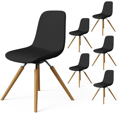 Dioxide Coprisedie con Schienale 6 pezzi, Copri Sedia da Cucina Lavabile Rimovibile, Coprisedie Elastica Adatta Alla Maggior Parte Delle Sedie, Protezione Sedie,Decorazione Della Cucina(Nero/Black)