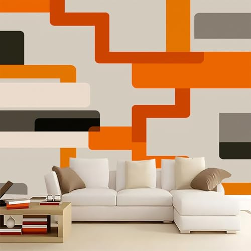 3D Panoramic Photo Wallpaper 98 x 69 inch (W x H), Light Gray Non-Woven Photo Wall Wall Mural for Bedroom Living Room Corridor - Premium Minimalism Geometric Modern Pattern