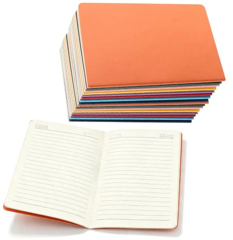 NGOSUET 24 stycken A5-anteckningsblock, 30 ark/60 sidor, anteckningsblock, kraft, skydd, anteckningsblock i 8 färger, 100 gsm skissbok, A5-linjerad för kontor, skola, 21 x 14 cm