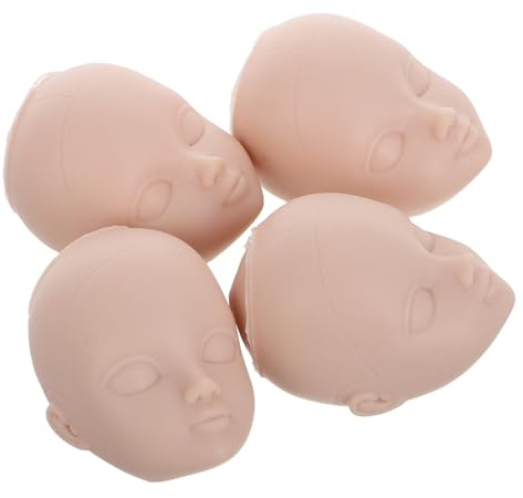 JUMPLAWN 4pcs Plastic Mini Doll Heads for DIY Projects with Makeup Practice and Elegant Look, Replacing Doll Heads Craft Making Supplies for Collectors and Makeup Artists