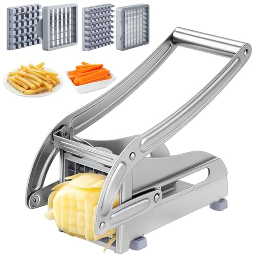 Umllpet Taglia Patate, Affetta Patate a 2 Lame, Tagliapatate in Acciaio Inox, Base Antiscivolo, Taglia Verdure e Frutta Professionale