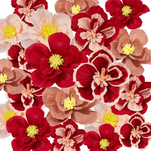 DICOSMETIC 20 Sets Mit 15 Stilen Mexikanische Papierblumen Aus Crêpe Papier Knitter Papierblumen Fiesta Blumen Karnevals Pompons Blumen Deko Für Florale Party Hintergrund Hochzeit Geburtstag