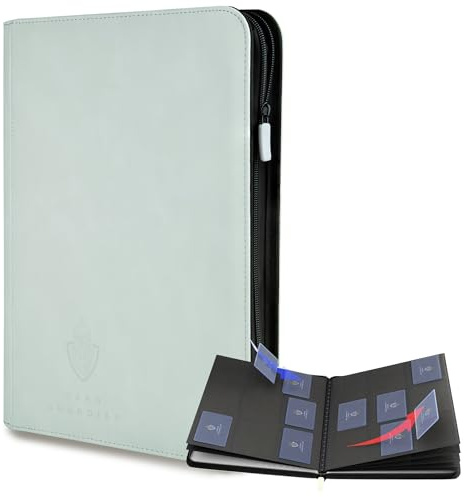 Card Guardian Carpeta prémium de 9 bolsillos con cremallera, color blanco