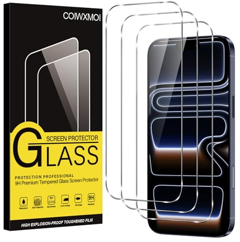 Coiwxmoi 3 Styck, Tempererat Glas för iPhone 17 Pro, 9H Hårdhet HD Transparent Skyddsfilm, Anti-Repor, Anti-Fingeravtryck, Bubbelfri, Ultra Hållbar Skärmskydd