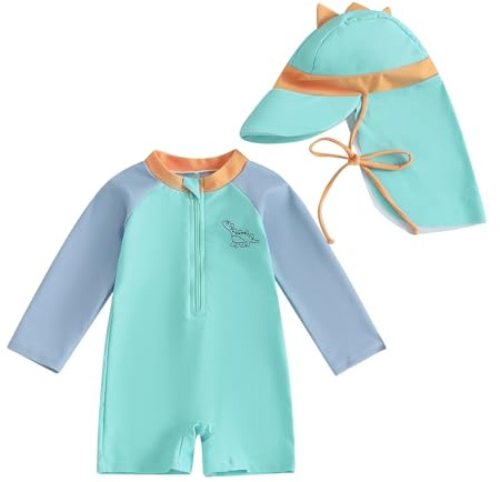 riou Traje de Baño Bebé UPF50+ con Capucha y Mangas Largas - Unisex Secado Rápido Bañador Bebe Niña protección Solar (3 Meses-4 años)