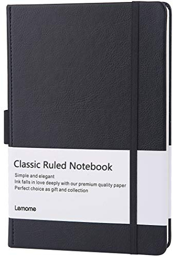 Lemome Ruled Notebook/Journal - Lined Journal for Writing, 5.75'' x 8.4'' Notebook Journal, 146 pages Faux Leather Notebook with Thick Paper, Waterproof Hardcover, Elastic Closure