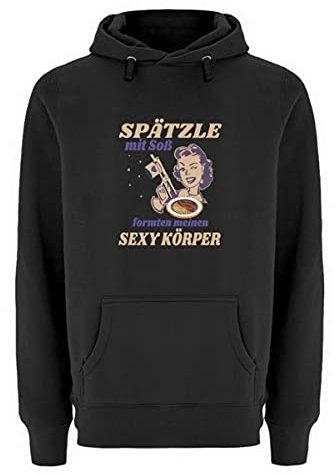 Spätzle avec sauce – Proverbes souabes – Cadeaux de souabe – Pull à capuche unisexe de qualité supérieure, Noir , XXXL