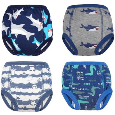 FLYISH DIRECT Calzoncillos de Entrenamiento para bebés de 4 Paquetes, Calzones de Entrenamiento Pantalones de Entrenamiento para niños para niños y niñas, 6T/130, 6 años