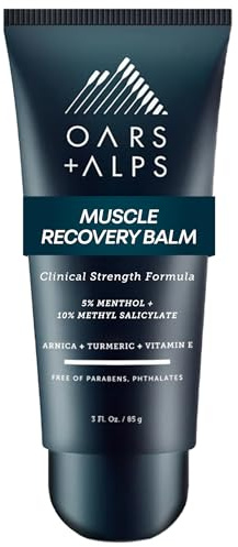 Oars + Alps Muscle Recovery Balm and Rub, Muscle Pain Relief Balm Infused with Arnica and Turmeric, Lavender Sage Scent, 3 Oz