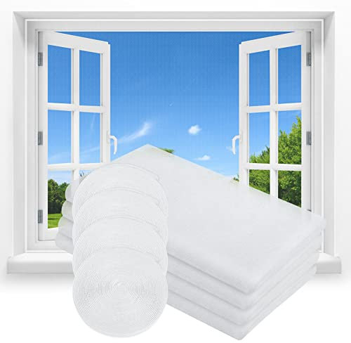 flintronic Fliegengitter Fenster, 4 Stück Zuschneidbar auf Fenstergrößen bis 130x150cm, Insektenschutz mit Starkem Klettband, Kinderleichte Montage,DIY Selbstklebendes Insektenschutz Fenster Netz-Weiß