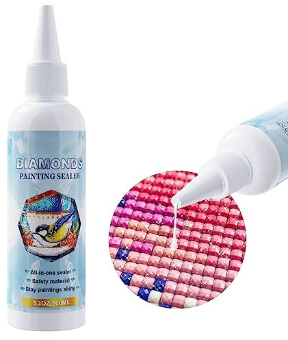 Juspota Diamond Painting Versiegelung, 100ml Diamant Painting Bilder Zubehör Durchsichtig Sealant Für Festen Halt Steine, Kleber Transparent Schutz für 5D Diamond Painting und Puzzle