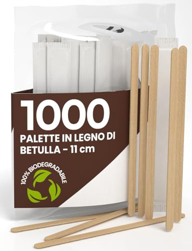 1000 engångsskopor för kaffe och cappuccino i björkträ på 11 cm – individuellt förpackade, biologiskt nedbrytbara och komposterbara, värmebeständiga för blandning av kaffe och drycker