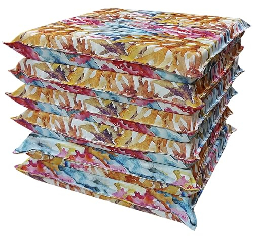 Lot de 6 Coussins de Chaise de Jardin 50x50x8 cm – Assise Confortable et Épaisse – Coussins Carrés avec Housse à Fermeture Éclair – Déhoussables et Lavables pour Chaises et Transats (6 Coral)