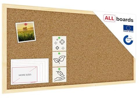ALLboards Pinnwand mit Holz Rahmen 80x40cm Korktafel Korkwand Pinnwand Kork