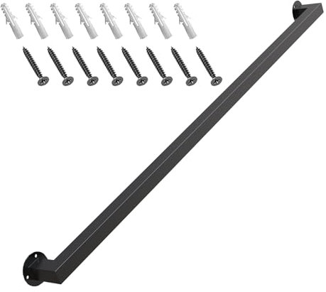ONLT Handlauf,schwarz Vintage Schmiedeeisen Treppengeländer for den Innen Außen, Wandhandlauf Wohnung Draußen Handläufe Treppen Handlauf Geländer Bausatz Balkon Brüstung Stange,120cm