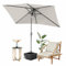 Jiubiaz 200x300cm Sonnenschirm Beige Gartenschirm Terrassenschirm Sonnenschutz Sonnenschirm Rechteckig Kippbar Großschirm für Balkon,Terrasse,Garten