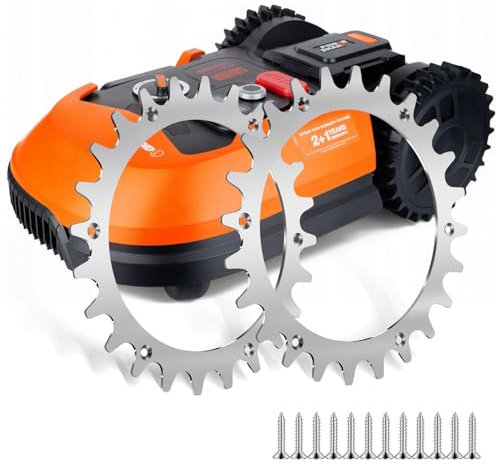 Edelstahl Spikes für Worx Landroid S/M Rasenmäher,Traktionsverbesserung für Mähroboter,Gesenkte Schraubenlöcher Poliert Entgrate Mit 12x Edelstahl Schrauben -Rasenmäher Roboter Radgröße 205 mm