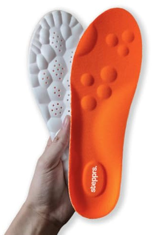 Semelles de massage Stepprs d'amélioration du confort, semelles thermiques en mousse à mémoire 4D avec soutien de la voûte plantaire pour hommes et femmes (Orange, EU 45-46)