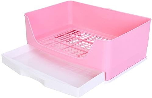 ifundom Orinal para Conejos de Plástico Rosa Base Filtrante y Control de Olores, Adecuado para Conejos y Chinchillas en Jardines y Parques