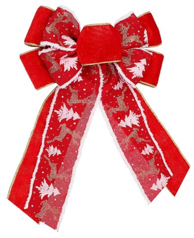 KONTONTY Weihnachtsbaumschleife Rot Groß Baumspitze Deko Kranz Weihnachtsdeko Festliches Design Für Feiertage