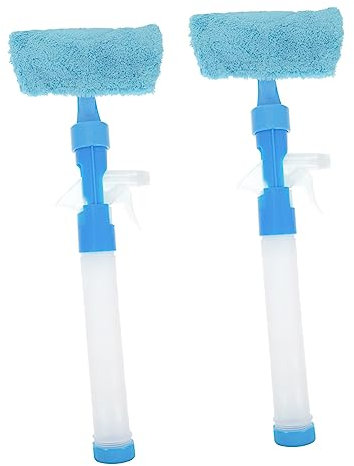 Homoyoyo 2pcs Multi Function Glass Wiper with Spray Bottle Double Sided Wiper Cleaning Tool for Windows Tiles and Bathrooms Durable Material for Effortless Dirt Removal