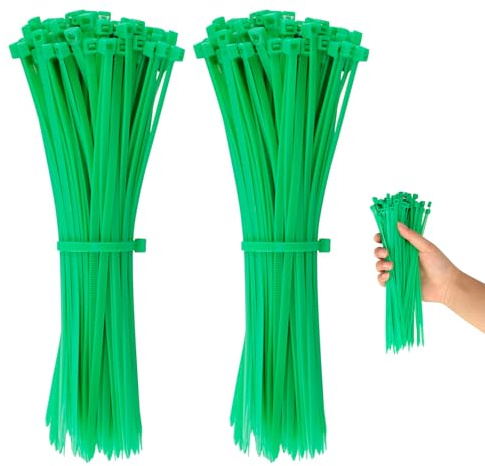 Romon Fascette Plastica Verde 200mm×4.8mm, Fascette Plastica per Cablaggio, Fascette Elettricista, Fascette Cavi Riutilizzabili Management Scrivania Uso Domestico ed Industriale 100 Pezzi