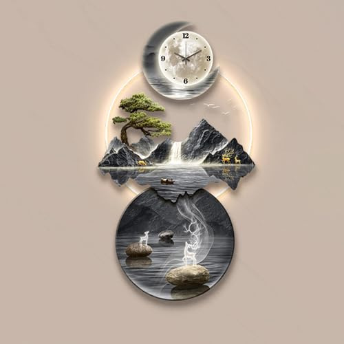 Yidlkecqey Cuadro Decorativo de Pared en 3D con diseño de Arenisca, Arte Mural con luz LED, Elegante Escultura Decorativa para la Entrada de la Sala de Estar.(Style H,60x120cm/23.6x47.2in)