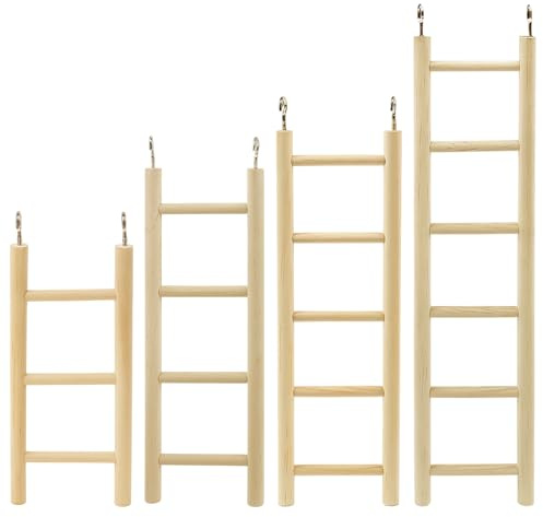 4Pcs Wooden Bird Ladder, Birds Cage Toys, Birds Cage Ladder Climbing Toys, Safe and Durable Bird Accessories