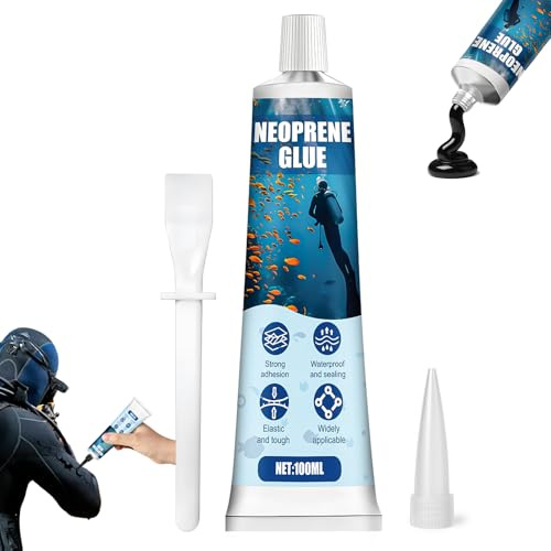 XINGHUO Colle Neoprene, 100ML colle néoprène, Colles Combinaison Neoprenes, Étanche, Réparez les Trous et les Déchirures des Combinaisons de Plongée, Cuissardes, Noir