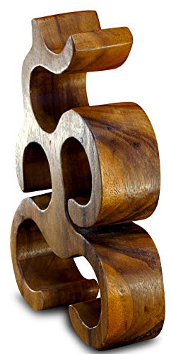 Kinaree Weinregal aus Holz für 6 Flaschen – handgefertigt aus Suar Massivholz – Flaschenregal in Natur oder Kolonial – asiatisches Design – (6 Flaschen - 40x30x9cm Dunkel)