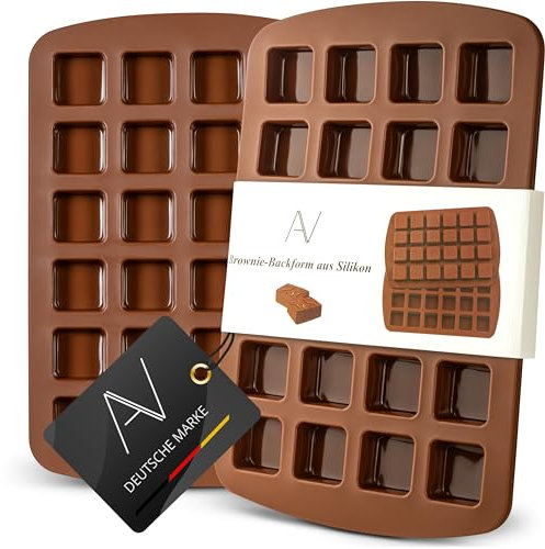 AVANA Brownie - Teglia da forno in silicone, senza BPA, antiaderente, 24 stampi per brownie