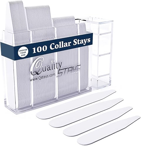 100 Plastic Collar Stays for Men's Dress Shirts - Plastic Dress Shirt Collar Inserts- Plastic Collar Stays for Men, White, 2.2