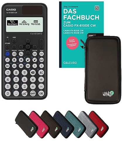 Casio fx-810DE CW Incl. Funda Protectora Negro y Libro especializado (96 páginas, DIN A5) – Calculadora científica – Smart Set (Alemán)