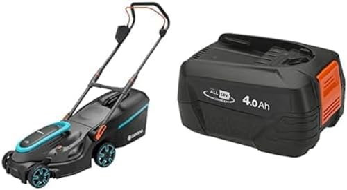 Akku-Rasenmäher PowerMax 37/36V P4A Solo + System Akku P4A PBA 18V/72 4,0 Ah + Gerätehandschuh Größe 9/L