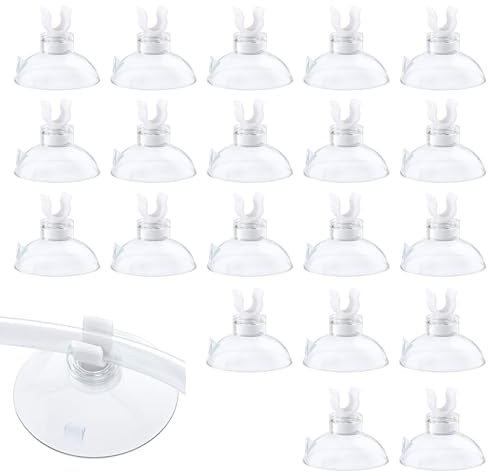 20 Pack Aquarium Suction Cup Clips, Aquarium Suction Cups Fish Tank Tools,Clear Air Hose Holder Clamp Accessories for Fish Tank Aeration Setup