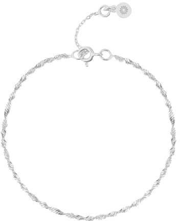 Einzelstück® Singapur Armband 925 Sterling Silber I Gedrehtes Silberarmband I Echtschmuck Armkette I (Memory Armband Silber)