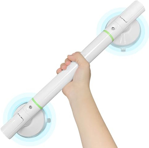 Grab Bars for Seniors, 45 cm Grab Rail Shower No Drilling, Plastic Non-Slip Bathtub Handle, Removable Bathroom Handle with Vacuum Strong Suction Cup, for Bathroom Elderly, White (1)