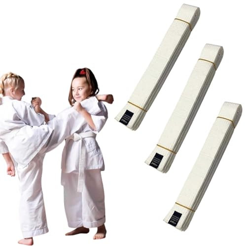 3 Piezas Deportivos Artes Marciales Cinturones, 260cm Cinturón Judo, Cinturón Profesional De Taekwondo, BJJ Belts Blanco, para Entrenamiento y Competición De Taekwondo(Blanco)