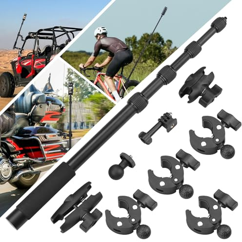 BRDRC Supporto per moto per Insta 360 X4 X5, supporto di serraggio per manubrio di bicicletta, kit di bastone per selfie invisibile da 150 cm per Insta360 X5 X4 X3 X2 X One, per DJI OSMO 360, per