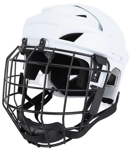 Eishockeyhelm Combo mit Käfig, Eishockeyhelm mit Eva-Futter und Gesichtsschutz aus Aluminiumlegierung für Jugendliche und Erwachsene Helm-Schutzausrüstung für