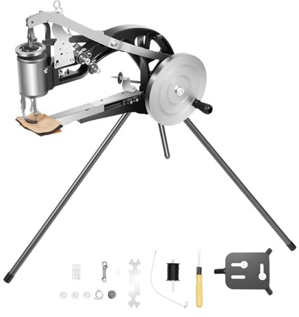 LKHDONG Máquina de coser manual de cuero, máquina de zapatos, máquina de coser de cuero, máquina de coser a mano Cobbler, máquina de reparación de zapatos 360° dirección ajustable