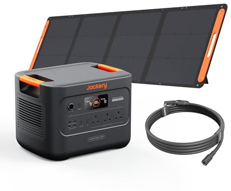 Jackery Explorer 3000V2 Solar Generator + 200W Solar Panel + 5M Extension Cable, 3072Wh LiFePO4, 2990W Output, Portable Power Station for Home Use, RVs, Camping & Emergency Backup